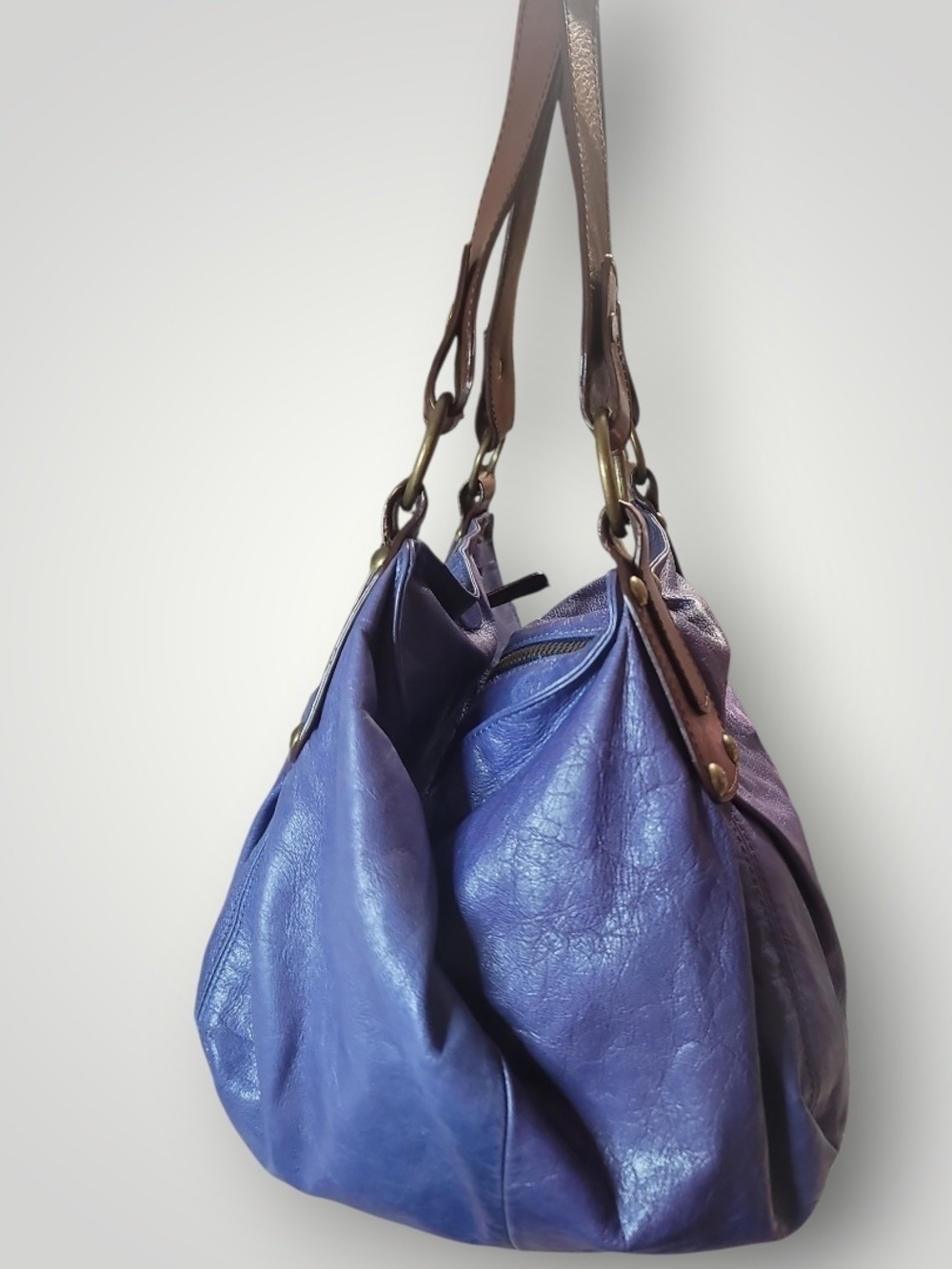 TANO Handbags Vintage Purple Blue Leather Shoulder Slouch Hobo Bag EUC - Picture 2 of 7